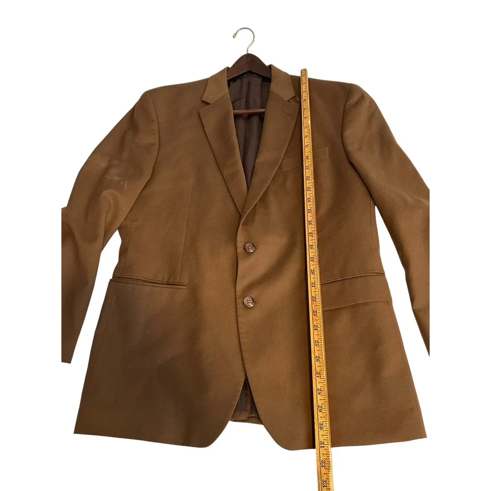 LAUREN RALPH LAUREN 100% Wool Mens 46R Blazer Suit Jacket Brown Tortoise Buttons